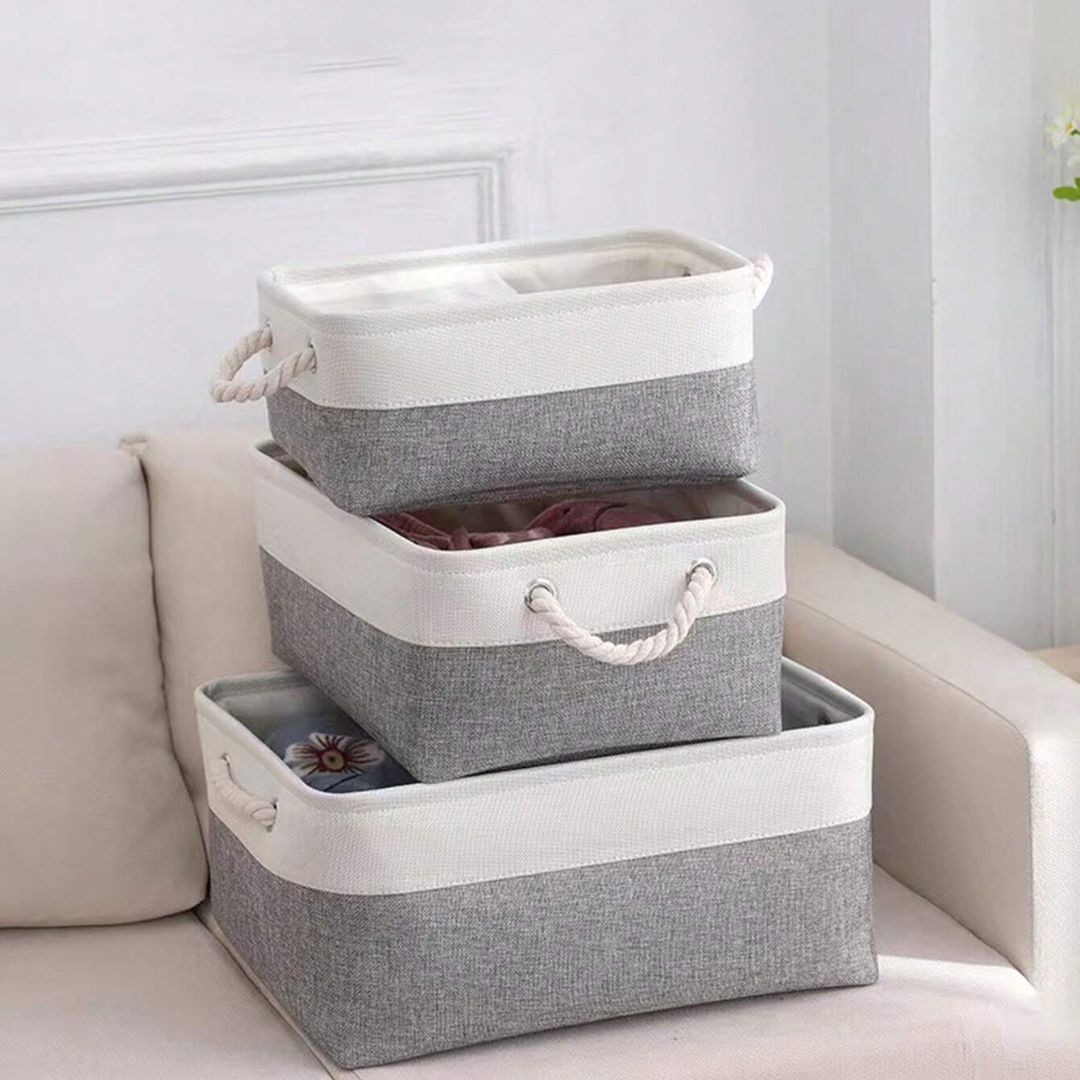 ENSEMBLE DE 3 PANIERS DE RANGEMENT DÉCORATIFS EN TISSU I PANITRIO™